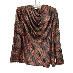 Vintage Jerri Sherman plaid silk drape blouse